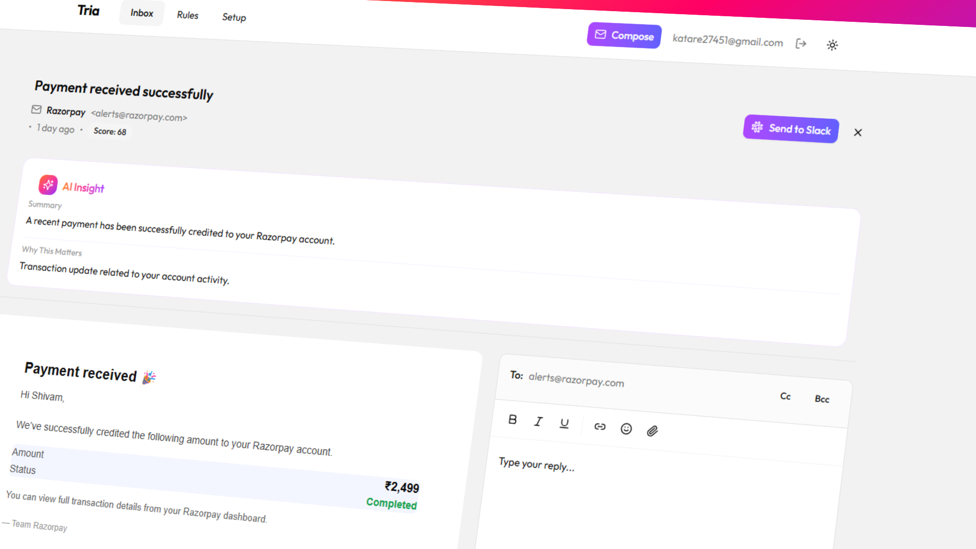 Send emails to Slack